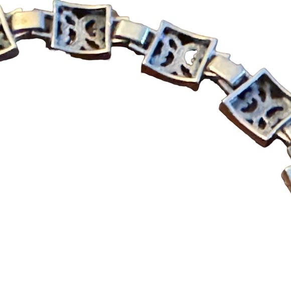 Sterling silver 925 SEZGIN square link scrolled floral bracelet - Picture 7 of 7